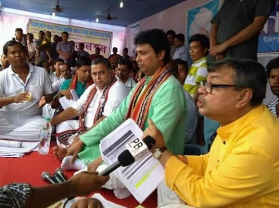 SSA teachers remind Biplab, NC, Himanta, Ratanlal about pre-poll promise on regularization : BJPâ€™s JUMLA cheating destroyed hopes of Contractual Employees 
